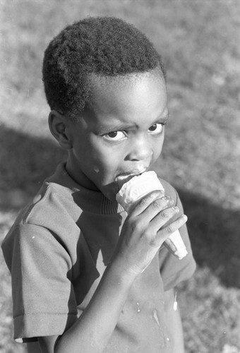 Boy eating ice cream