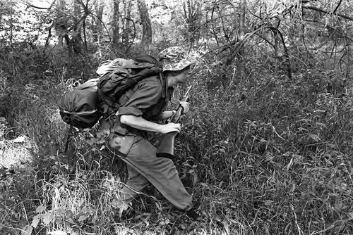 Survival school student on an obstacle course, Liberal, 1982