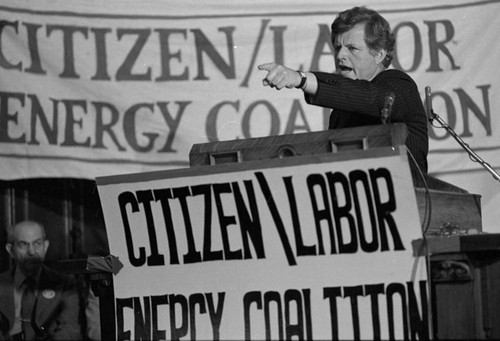 Ted Kennedy at podium, Philadelphia, 1980