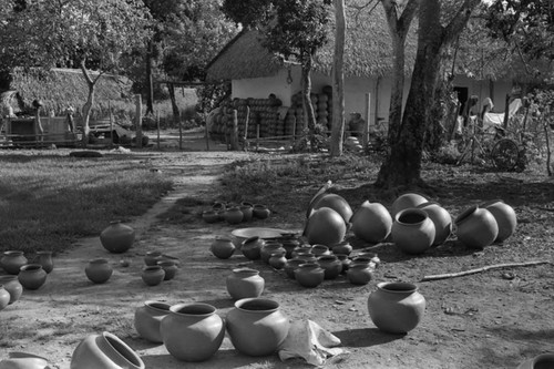 Pottery drying under the sun, La Chamba, Colombia, 1975