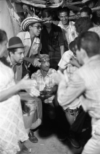 Men playing congas, Barranquilla, Colombia, 1977