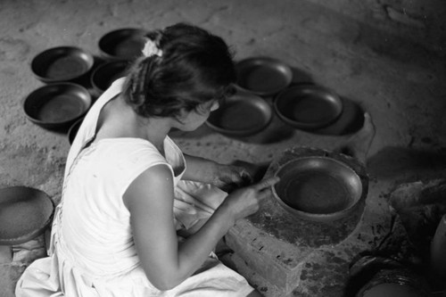 Artisan at work, La Chamba, Colombia, 1975