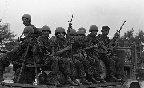 Soldiers on a truck, Nicaragua, 1979