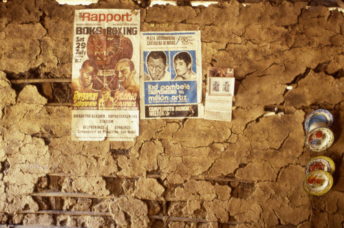 Boxing posters on a wall, San Basilio de Palenque, 1976