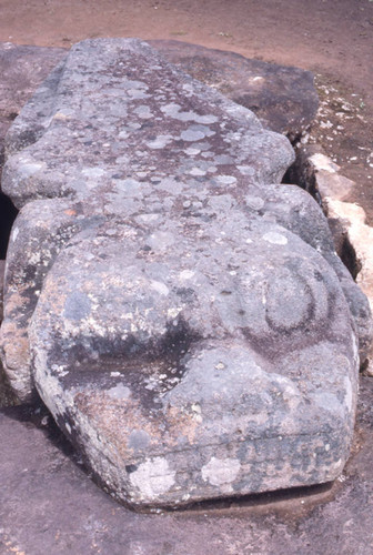 Carved stone slab, San Agustín, Colombia, 1975