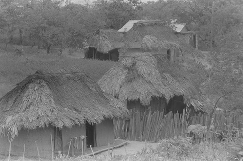 Homes with thatched roofs, San Basilio de Palenque, 1976