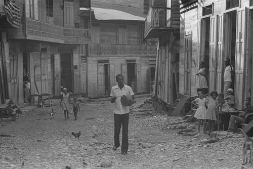 Street scene and a drummer, Barbacoas, Colombia, 1979