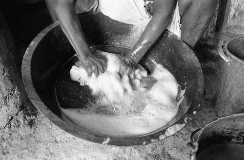 Woman washing clothes, San Basilio de Palenque, 1977