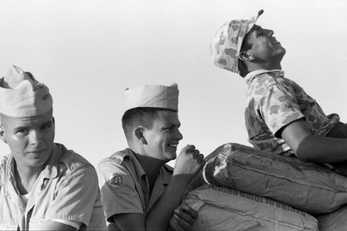 Men in military vehicle, La Guajira, Colombia, 1976