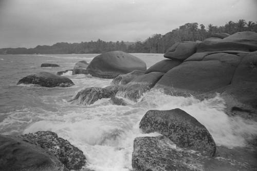 A rock formation on the beach, Tayrona, Colombia, 1976