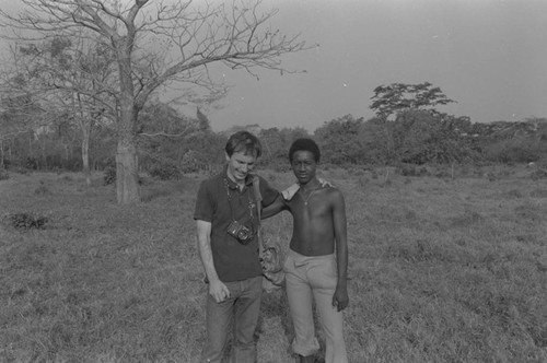 Richard Cross and a man posing for a portrait, San Basilio de Palenque, ca. 1978