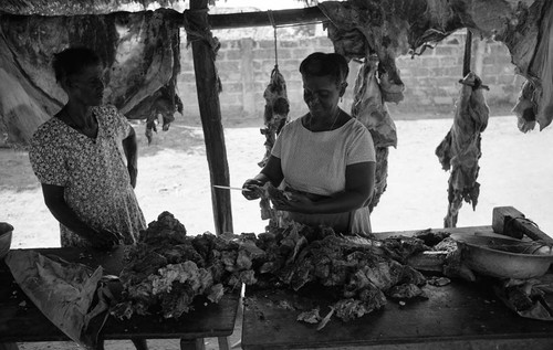 Woman selling meat, San Basilio de Palenque, 1976