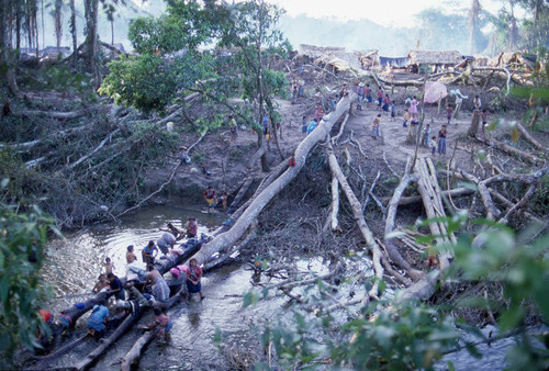 Guatemalan refugees at a river, Puerto Rico, ca. 1983 — Calisphere