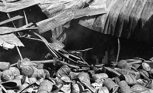 Rubble from a destroyed building, Managua, 1980