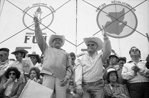 Presidential candidate Ángel Aníbal Guevara and his running mate Ramiro Ponce, Guatemala City, 1982