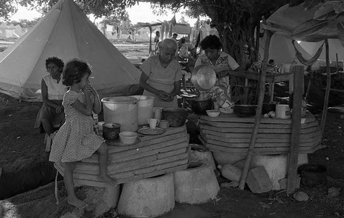 Women cleaning dishes, Costa Rica, 1979