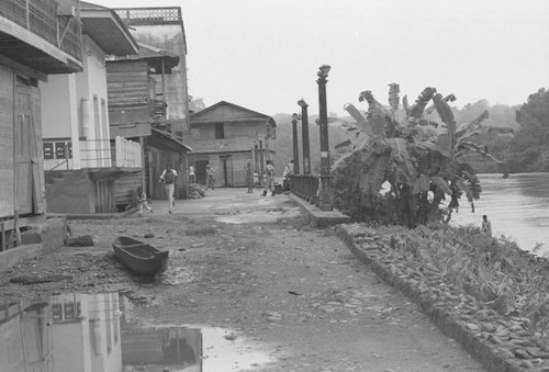 Street scene and a boat, Barbacoas, Colombia, 1979