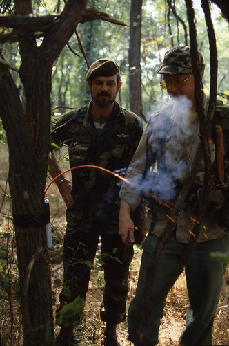 Survival school student learns about explosives, Liberal, 1982