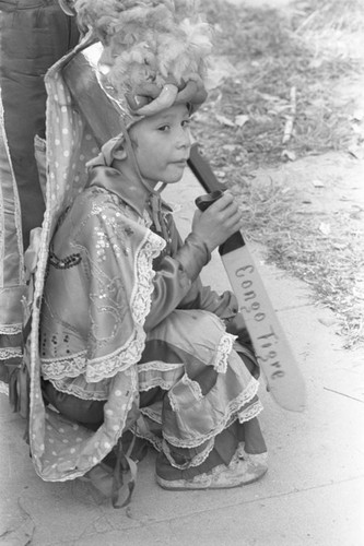 Child wearing a costume at carnival, Barranquilla, ca. 1978