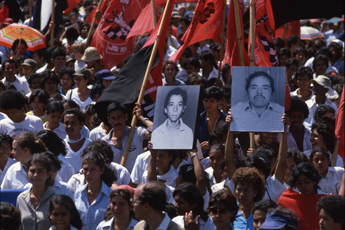 Portraits in the crowd, Nicaragua, 1983