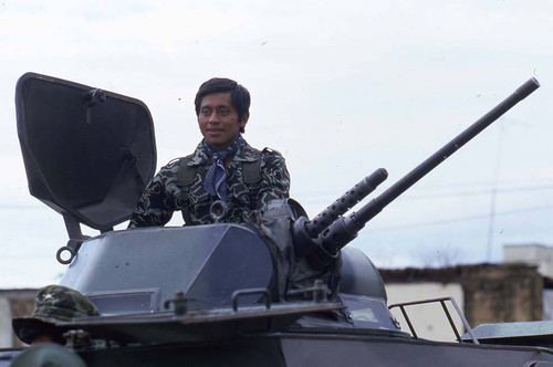 A soldier in an armored vehicle, Zaragoza, 1982