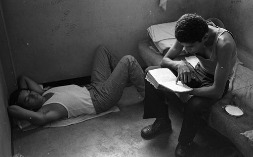 Men in prison cell, Nicaragua, 1980