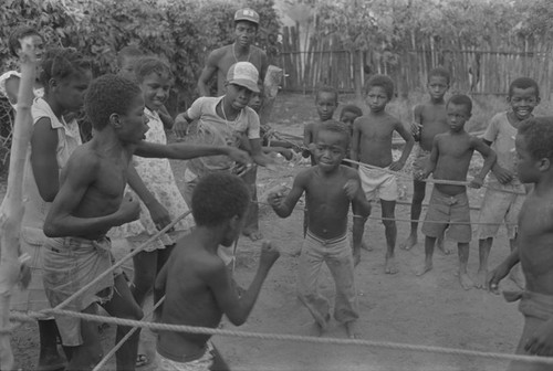 Children boxing inside ring, San Basilio del Palenque, ca. 1978