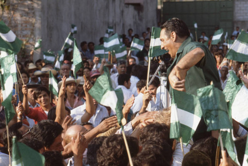 José Napoleón Duarte standing in the street, San Salvador, El Salvador, 1982