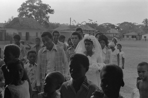 Wedding party walking in the street, San Basilio de Palenque, 1976