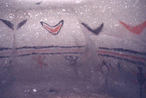 Painted animals and crescents in a hypogeum, Tierradentro, Colombia, 1975