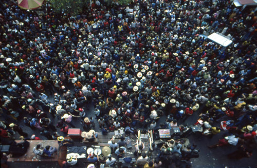 Large crowd at the Blacks and Whites Carnival, Nariño, Colombia, 1979