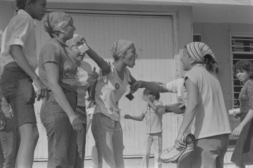 Upset woman at carnival, Barranquilla, ca. 1978