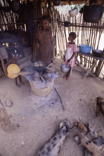 Woman stirring a pot, San Basilio de Palenque, 1976