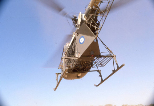 Helicopter flying over Chalatenango, El Salvador, 1981