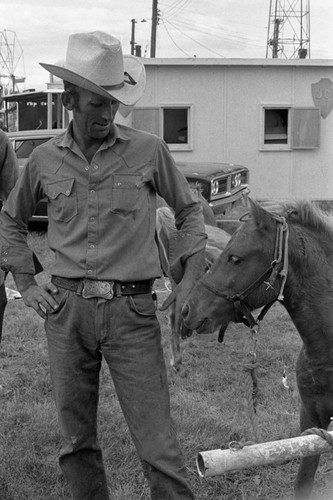 Man and pony, Pipestone County Fair, Minnesota, 1972