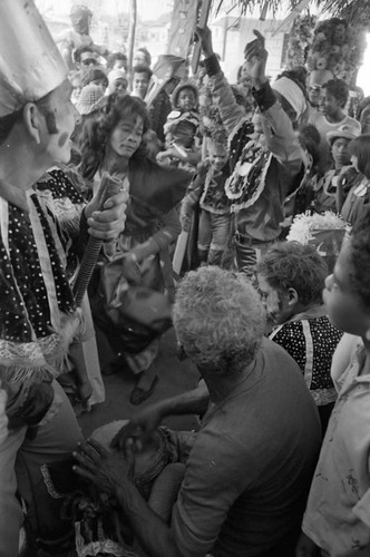 Dancers dancing among the Carnival crowd, Barranquilla, Colombia, 1977