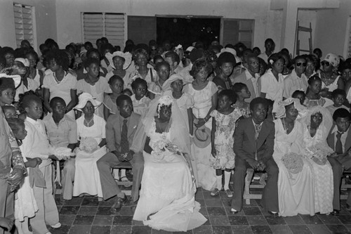 Wedding couples inside church, San Basilio del Palenque, ca. 1978