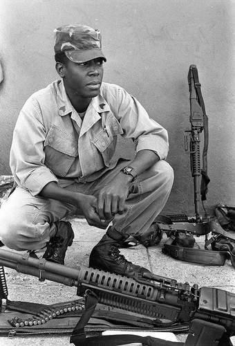 U.S. military advisor working at Salvadoran military base, Ilopango, 1983