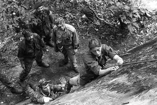 Survival school students learn to rock climb, Liberal, 1982