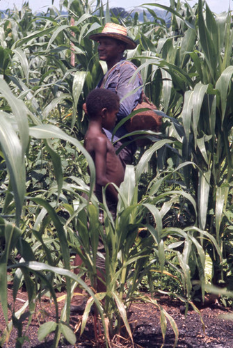 Man and boy in field, San Basilio de Palenque, 1976