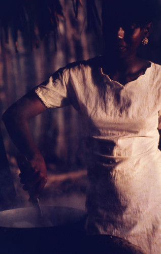 Woman stirring a pot, San Basilio de Palenque, 1976