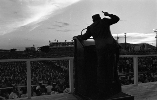 Fidel Castro gives a speech, Havana, 1980