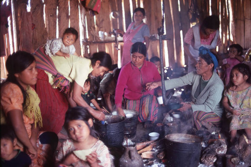 Guatemalan refugees serve food, Cuauhtémoc, 1983