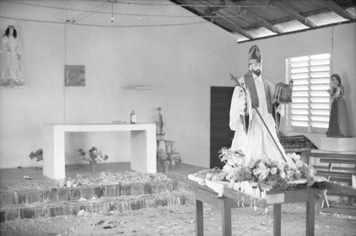 Statue of San Basilio inside the church, San Basilio de Palenque, 1975