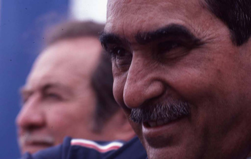 Close-up image of presidential candidate Mario Sandoval Alarcón, Chiquimula, 1982