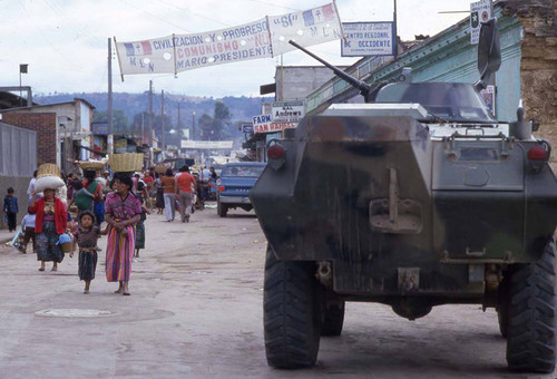 An armored car and civilians, Chimaltenango, 1982