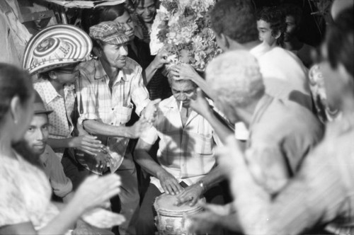 Men playing congas, Barranquilla, Colombia, 1977