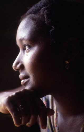 Woman close-up portrait, San Basilio de Palenque, 1976