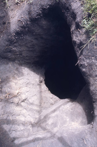 Entrance into a hypogeum, Tierradentro, Colombia, 1975