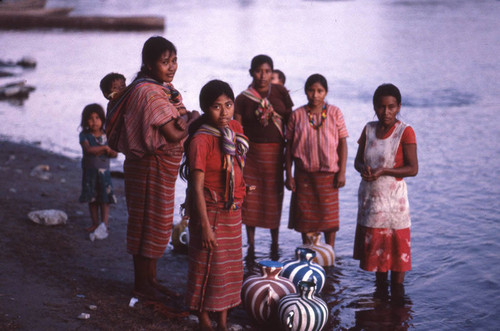 Guatemalan refugees at a river, Puerto Rico, ca. 1983 — Calisphere